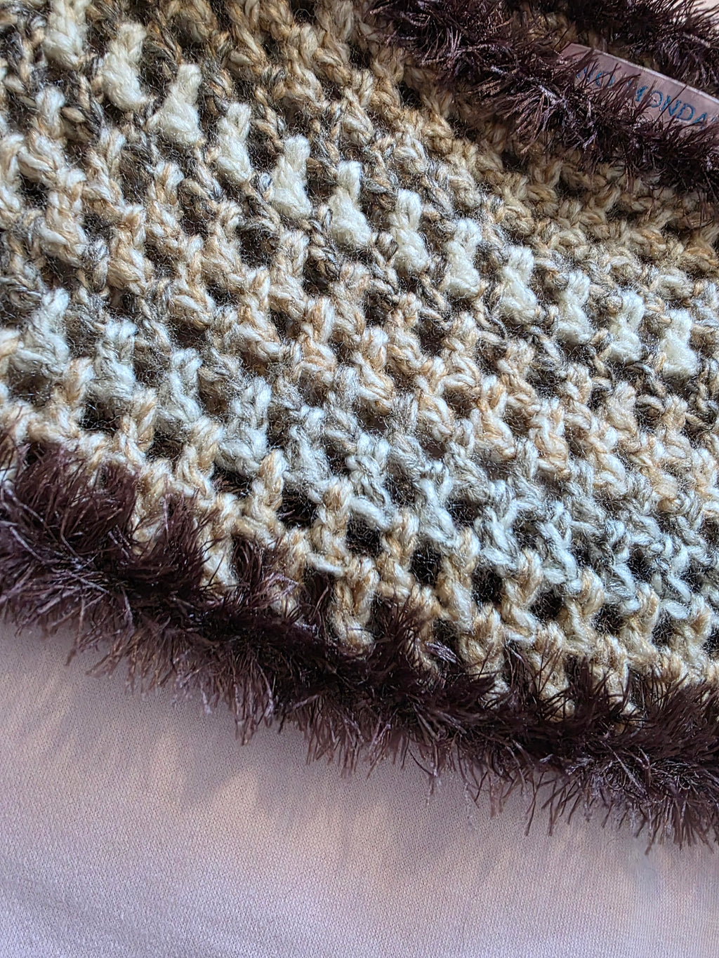 Crochet marble bolero with trim