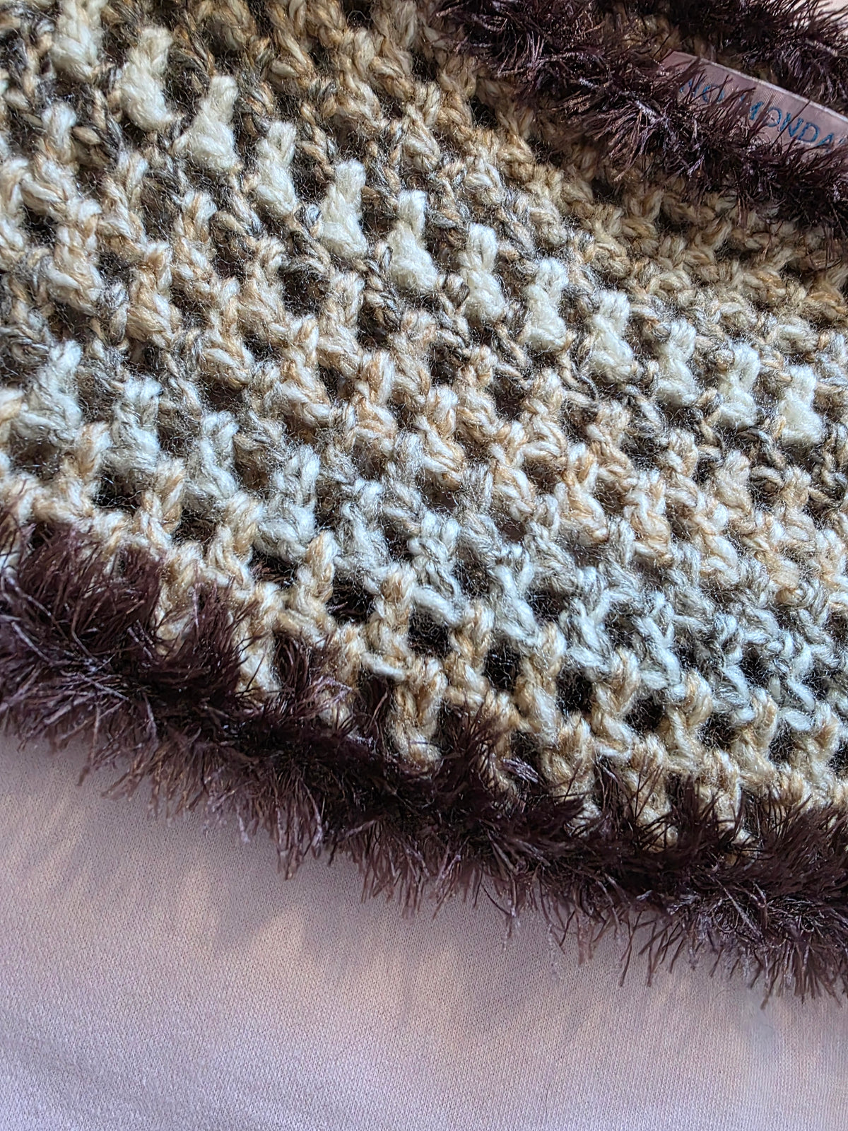 Crochet marble bolero with trim